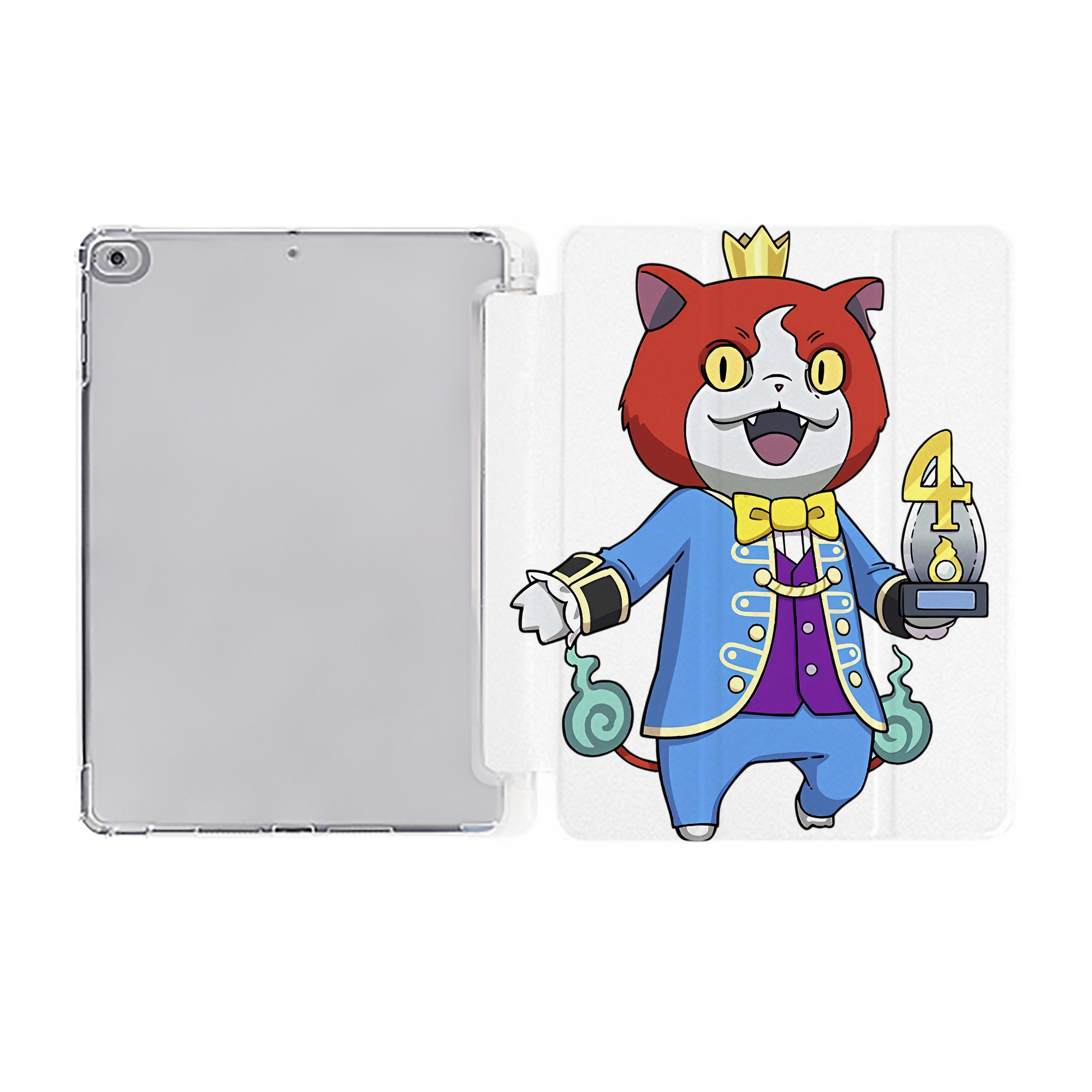 （画像用） 妖怪ウォッチ Yo-kai Watch IPad ケース ペン収納付き 三つ折りスタンド PUレザー×シリコン 対応機種9.5/10.5/10.9インチ